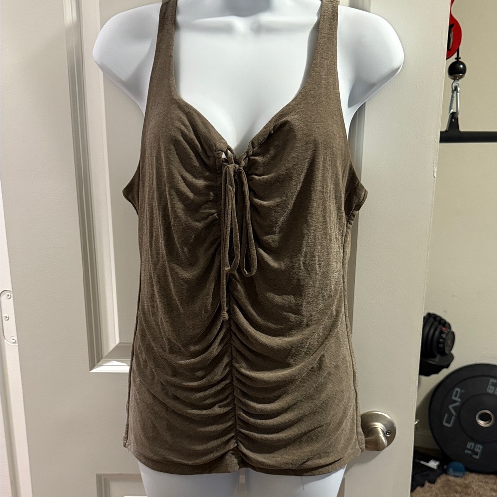 Elegant Brown Ruched Tank Top